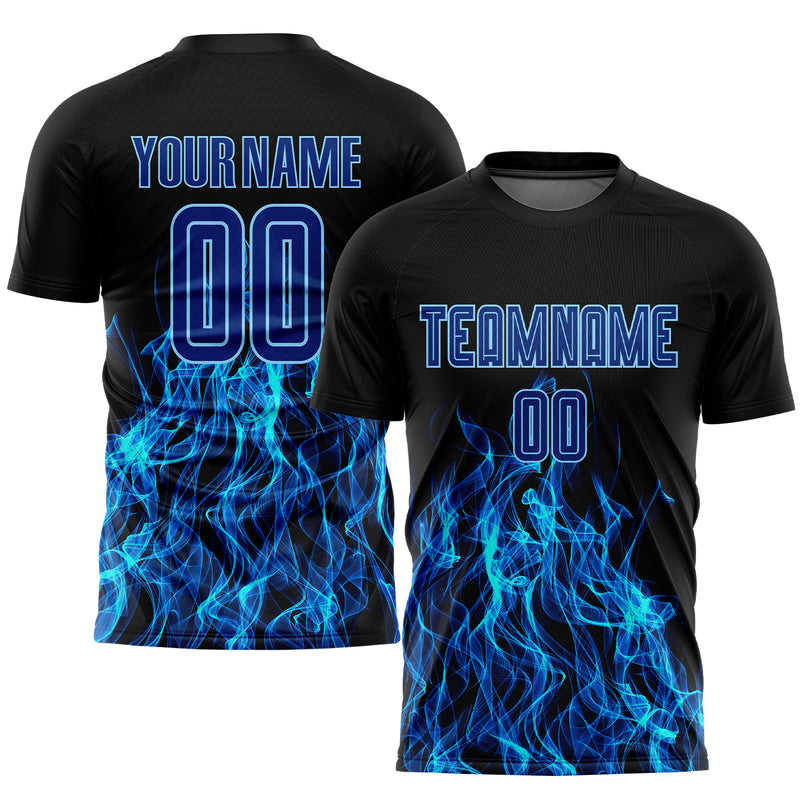 Custom Soccer Jersey "Blue Flames"