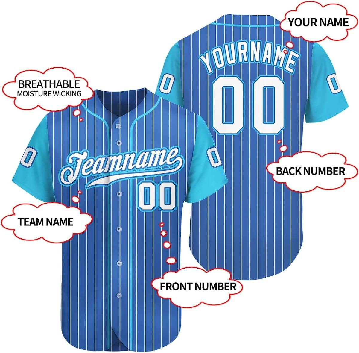 Custom Baseball Jersey "Baby Blue"