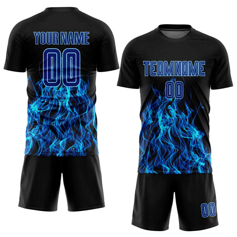 Custom Soccer Jersey "Blue Flames"