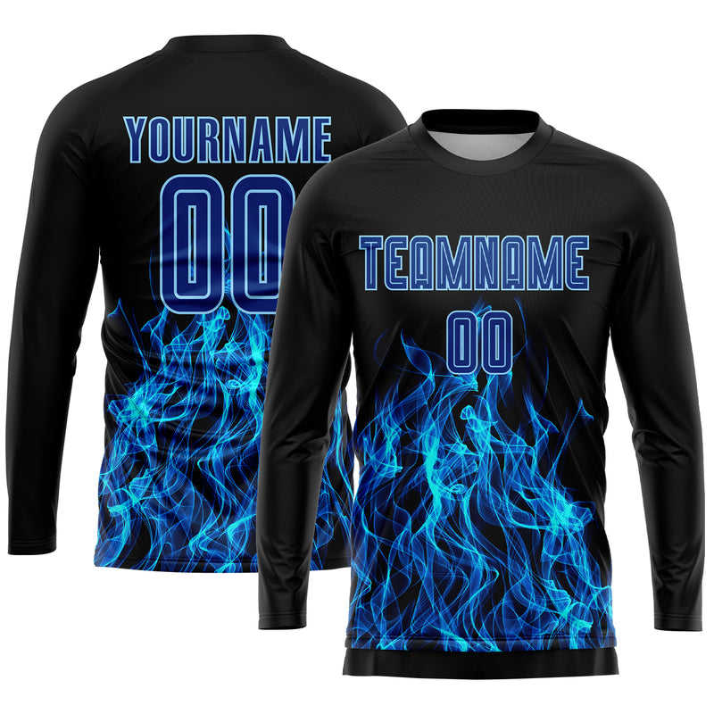 Custom Soccer Jersey "Blue Flames"