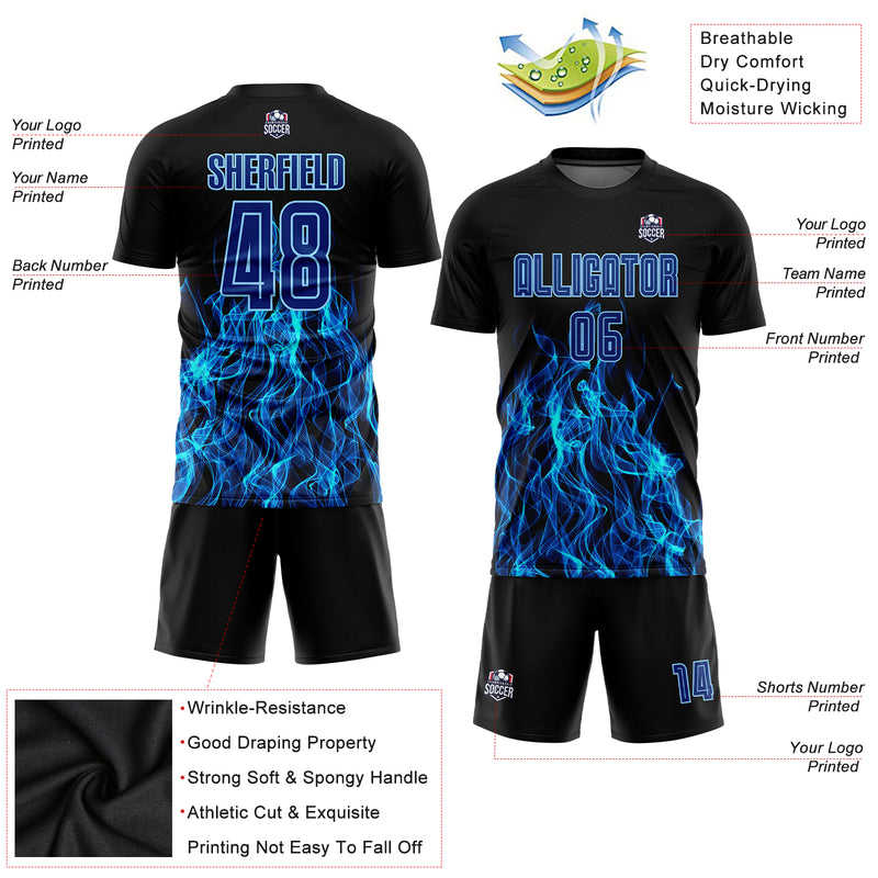 Custom Soccer Jersey "Blue Flames"