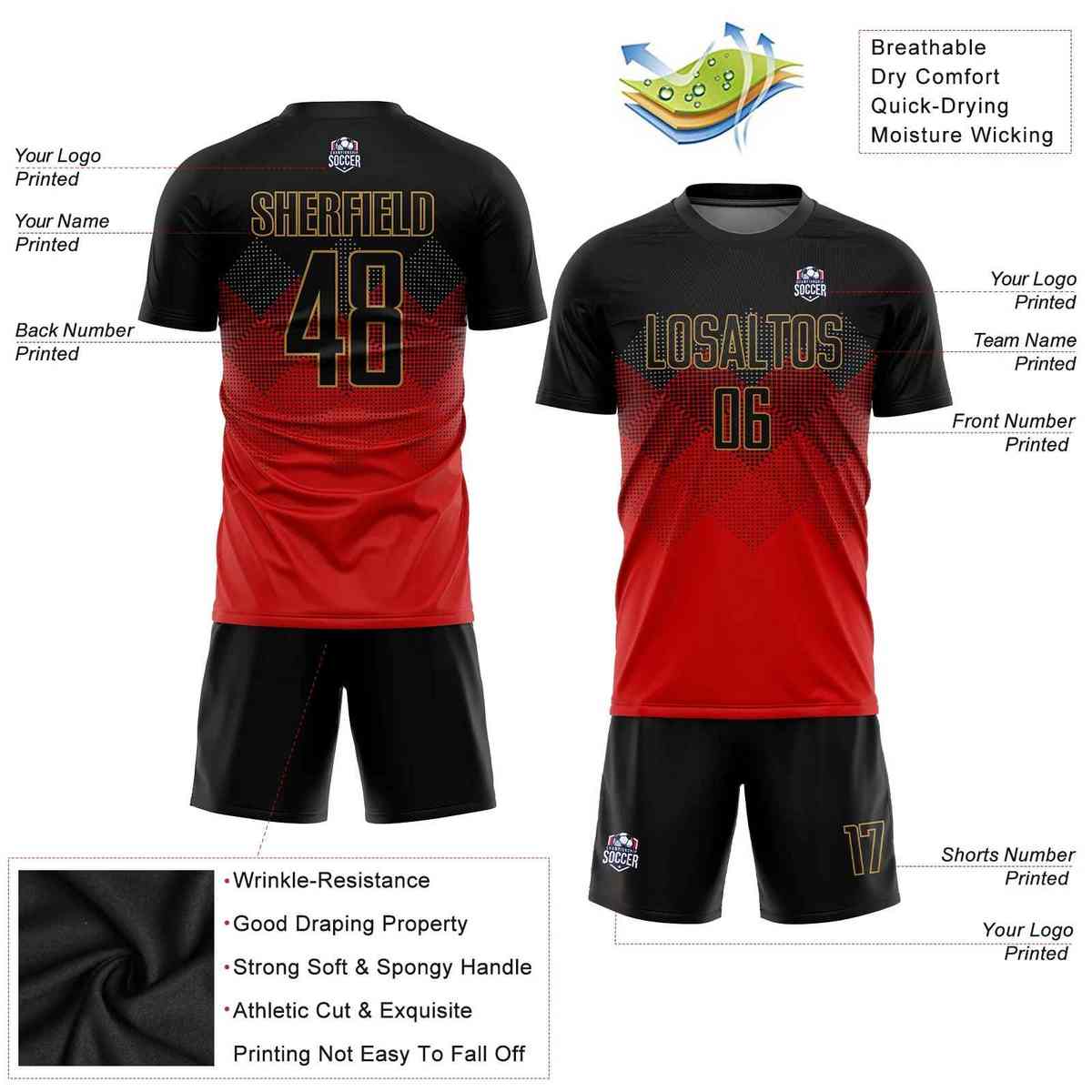 Custom Soccer Jersey "Red/Black"